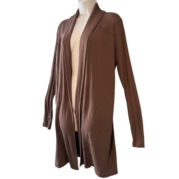 ATHLETA Cozy Soft Canopy Wrap in Nirvana Mineral Brown Cardigan Small - Picture 2 of 12